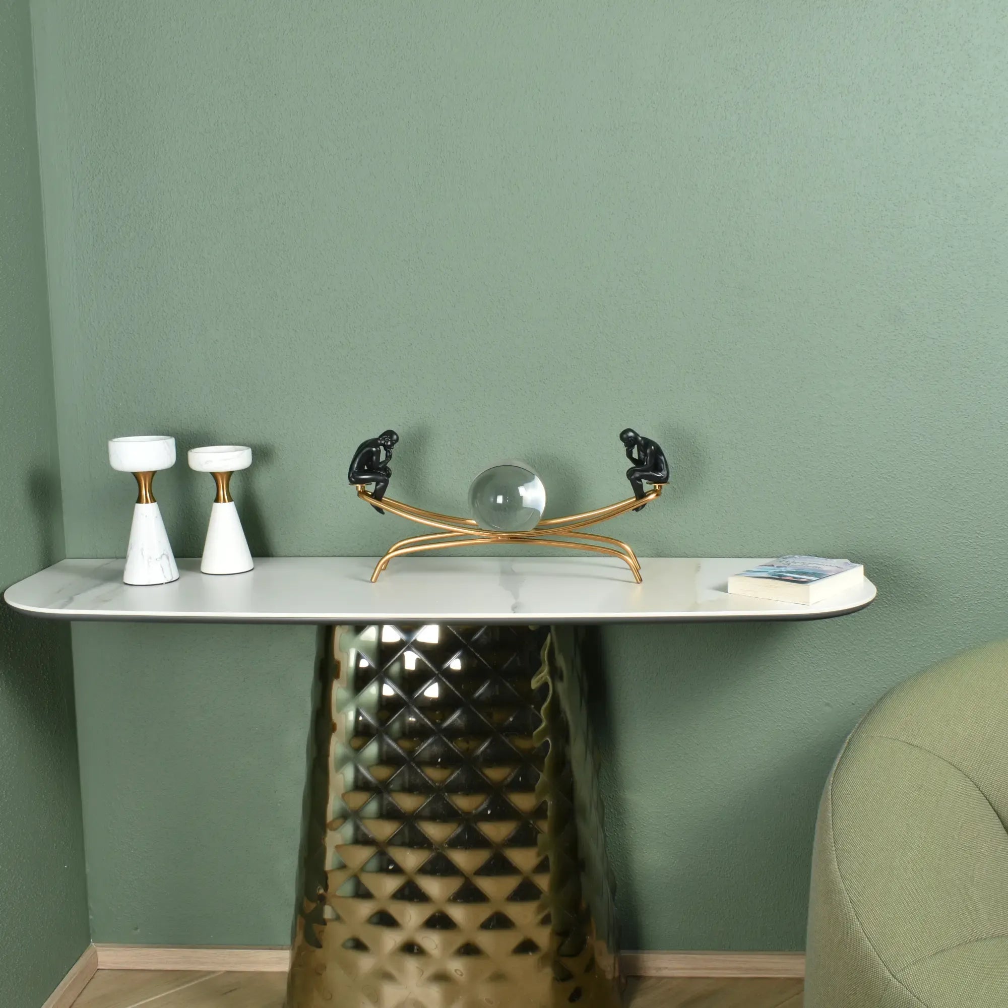 Kerzenständer - für Blockkerzen - Marmor-Kerzenhatler mit Goldakzent modern Tischdeko Lumière