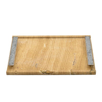 Tablett - Naturstein mit Metallgriffen - Serviertablett – Rechteckiges Marmortablett Servierplatte Aurea