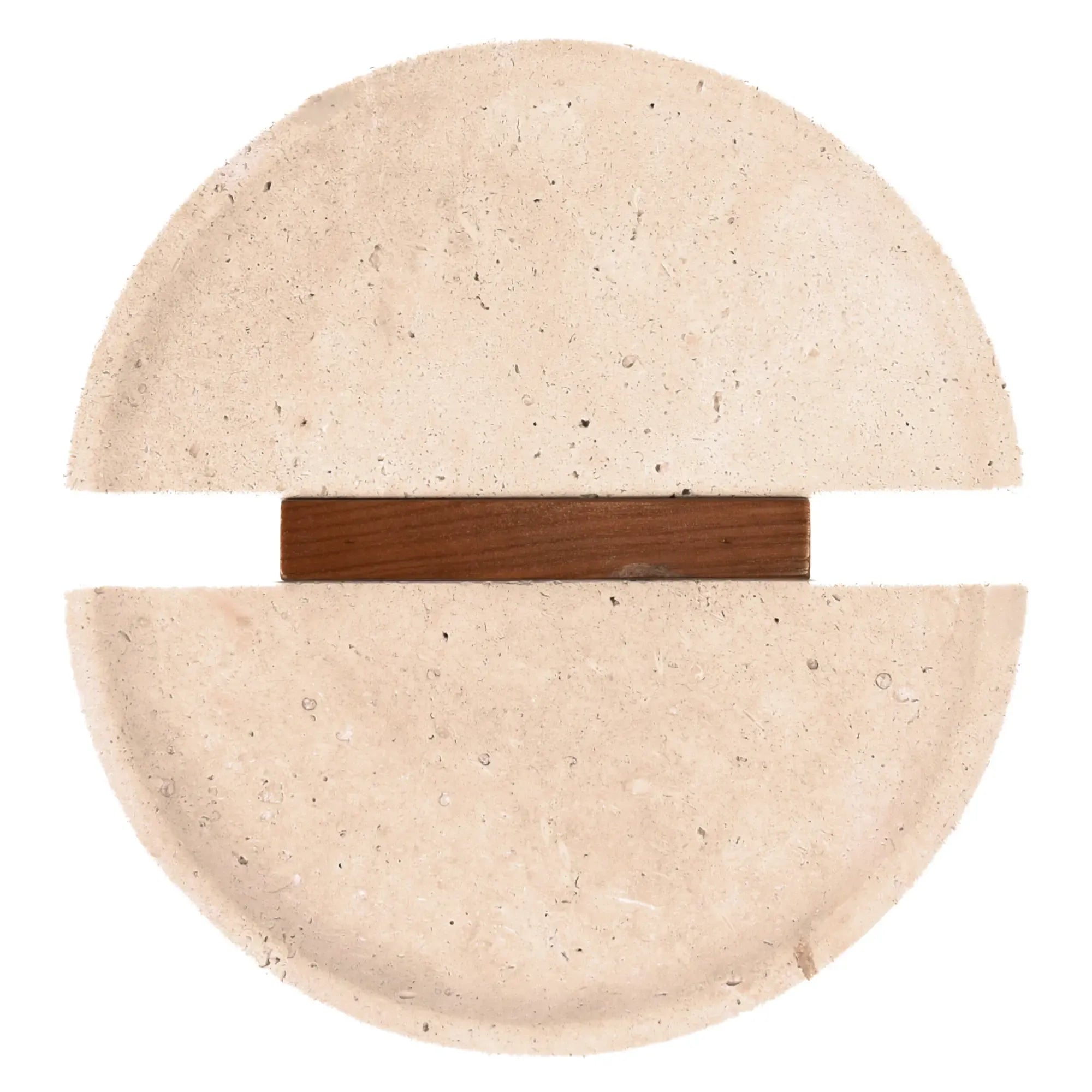 Standschale - rund auf Holzfuß - Obst- Dekoschale Travertinschale Numa Rund