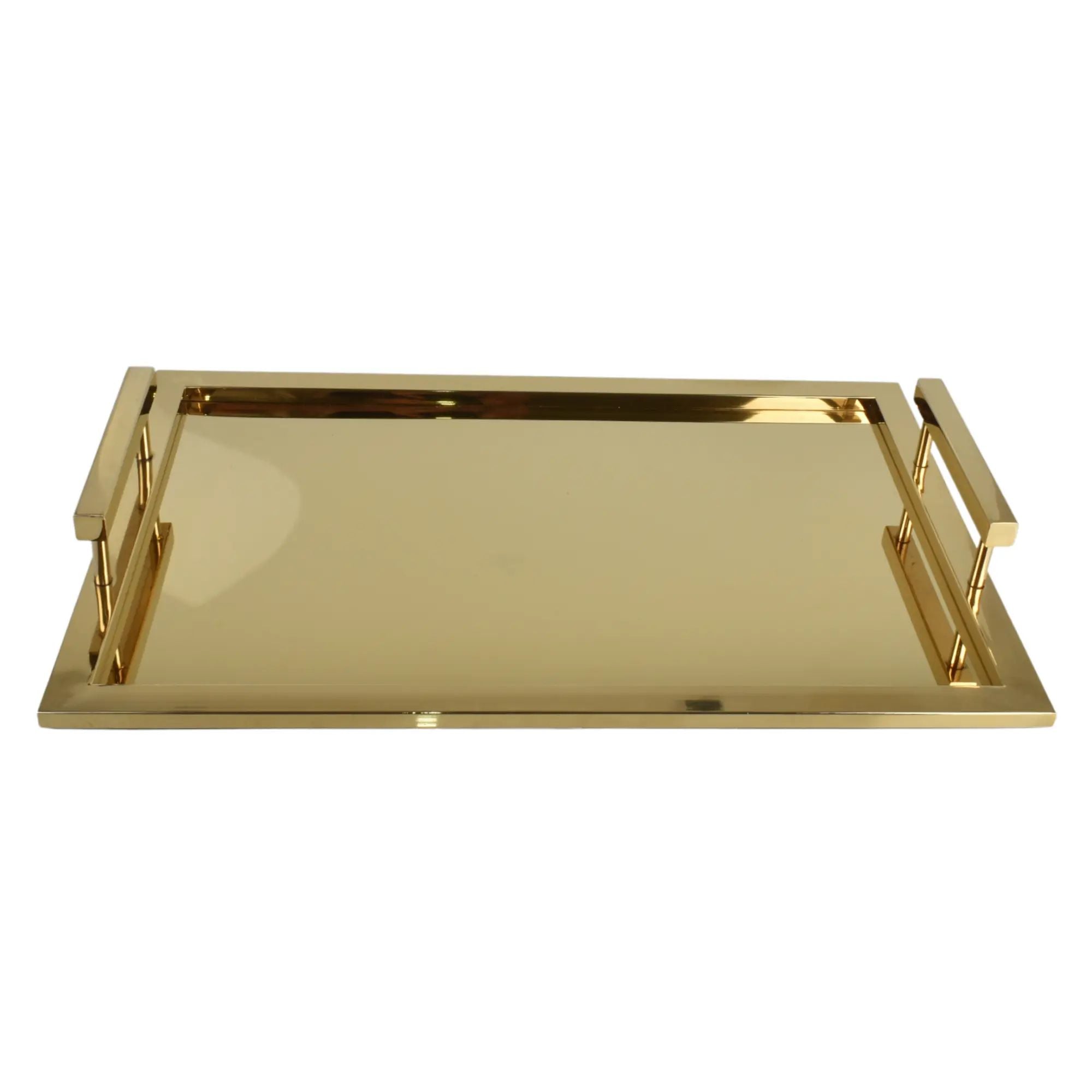 Serviertablett - mit Griff Gold - Edles Tragetablett rechteckig Glatis Default Title