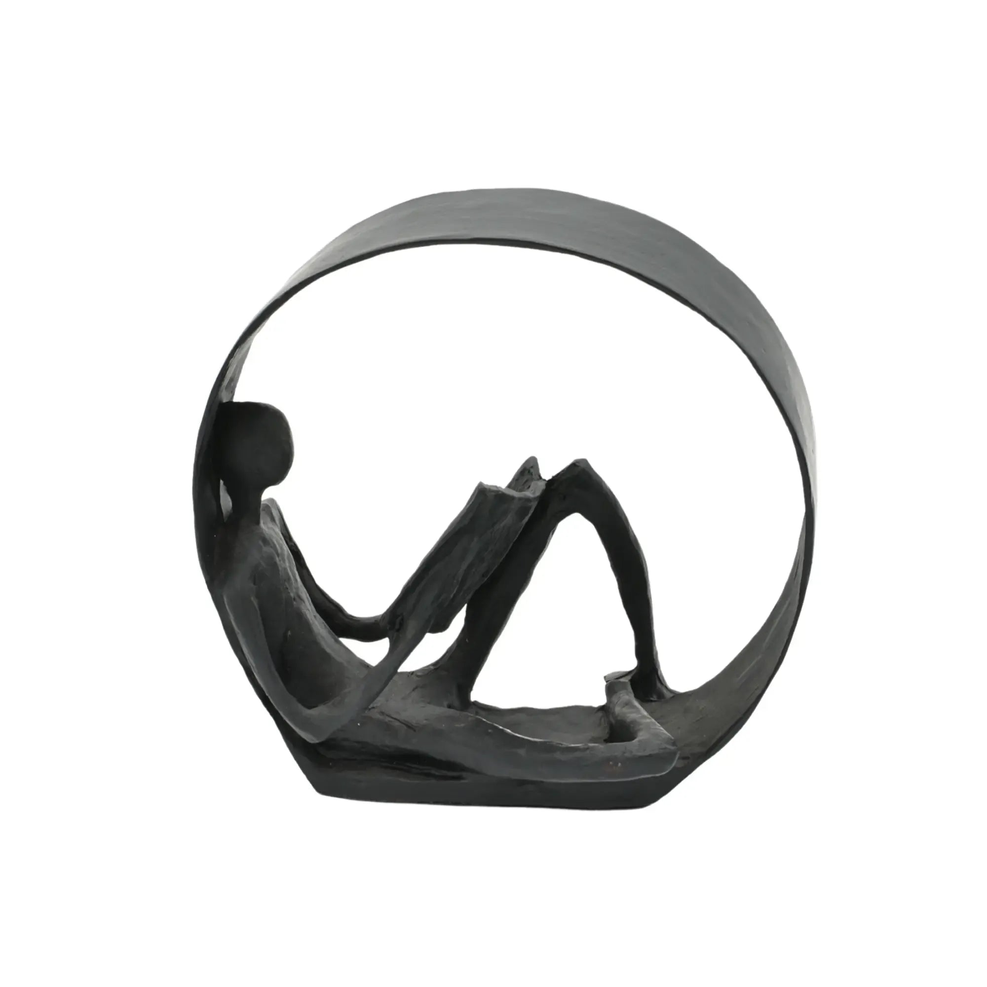 Dekofigur - Skulptur Puristische Kreisfigur Lesender im Ring Orbis Lectio Default Title