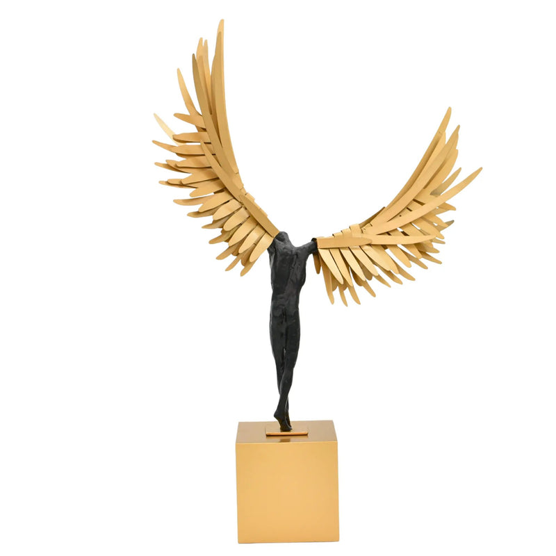Dekoskulptur - mit Goldflügeln - Luxus Dekofigur Engel Deko-Skulptur Eterna Flügel