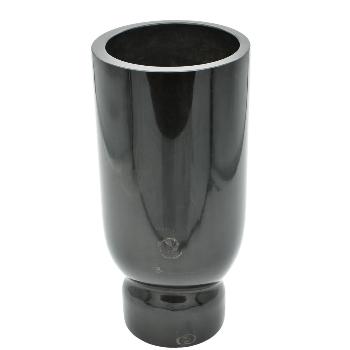 Marmorvase - mit verdrehtem Fuß - Schlichte elegante schwere Designer Marmor Tischvase Élan Noir