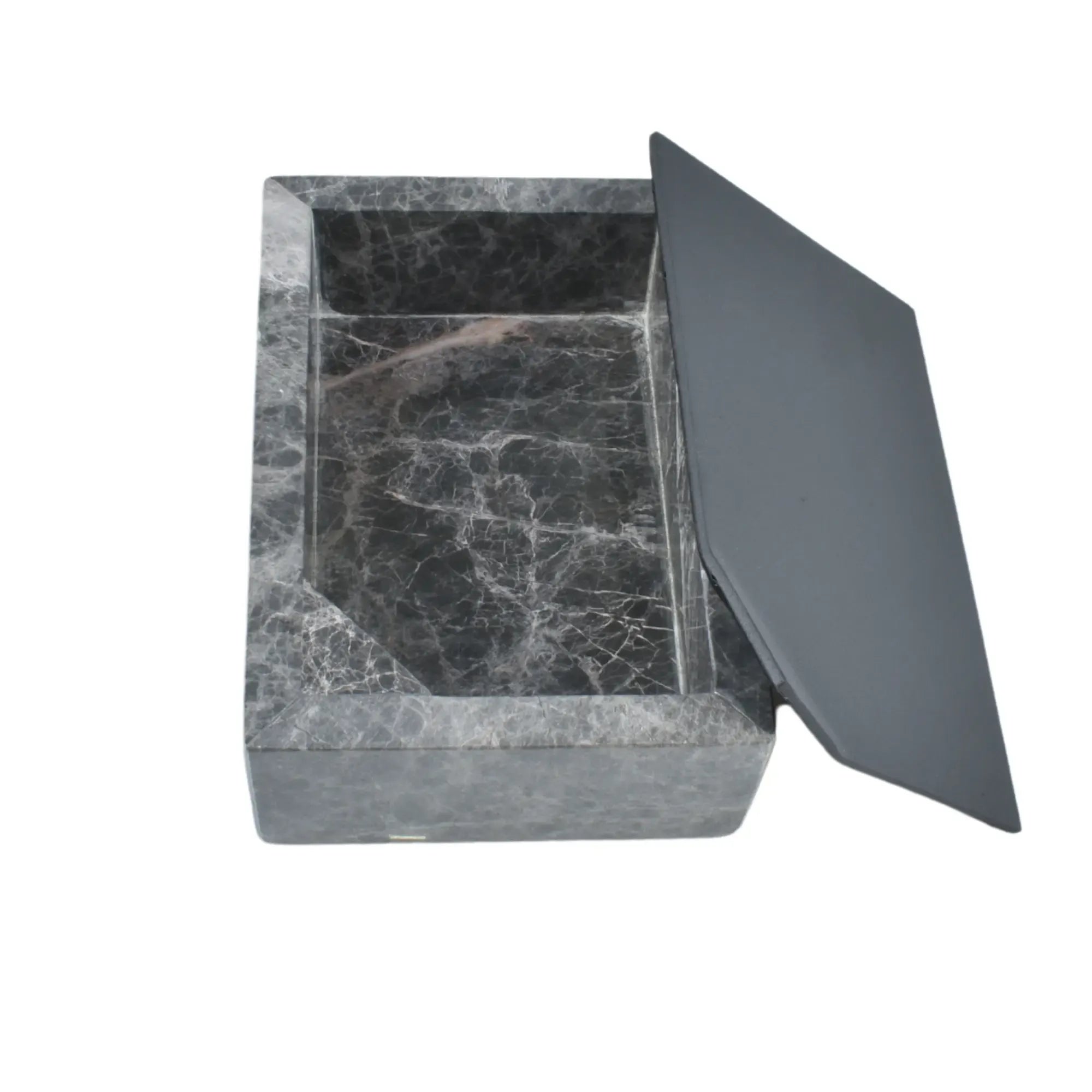 Schmuckdose - Marmor Schmuckkästchen mit Deckel - Edle Schmuckaufbewahrung Marmor Ablage Obsidian Vault