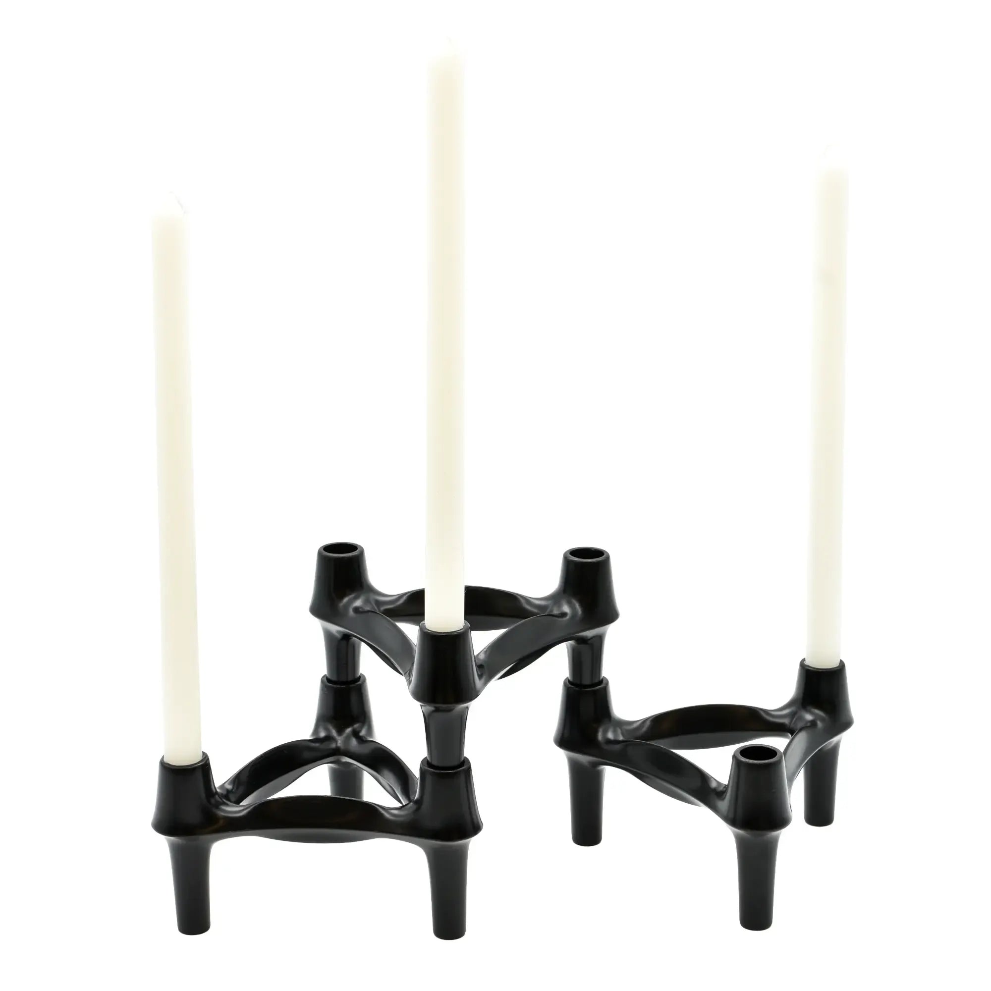 Kerzenständer - Modularer Kerzenhalter aus verchromtem Metallguss – Skulpturales Dreifach-Design Trinitas Schwarz