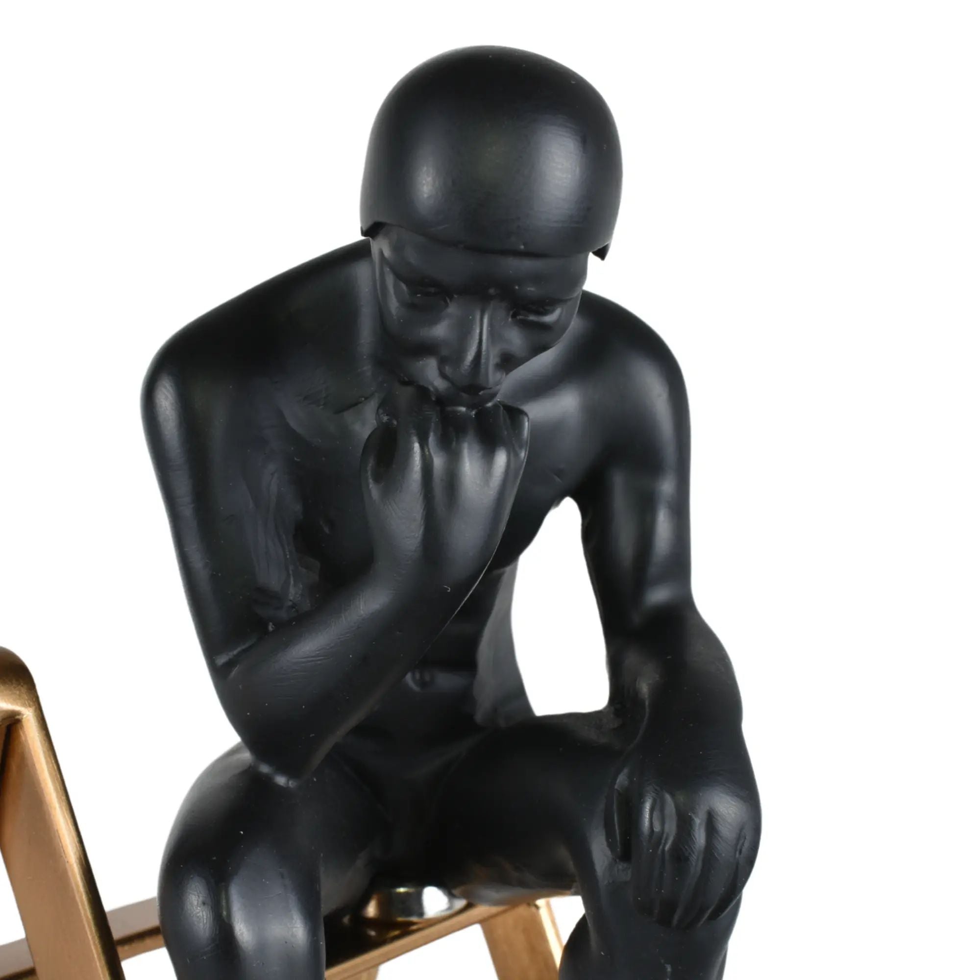 Denkerfigur - auf Leiter - Leiter Skulptur Rodin Hondo Antikgold
