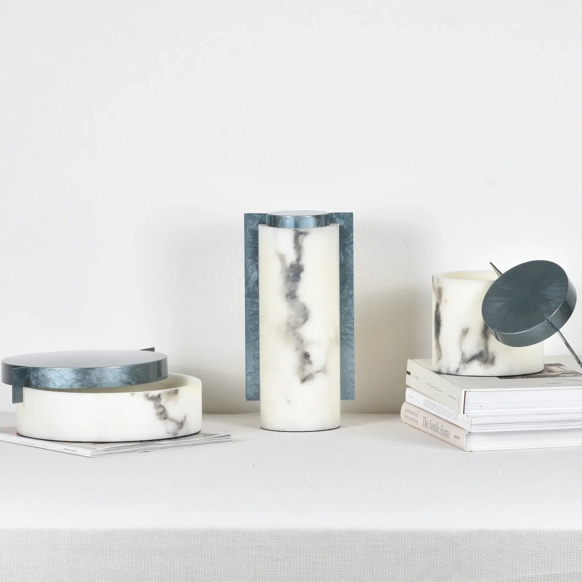 Aufbewahrungsbox - mit Deckel rund - Marmoroptik Ablage Aufbewahrungsdose Badezimmer Horizon Horizon 3