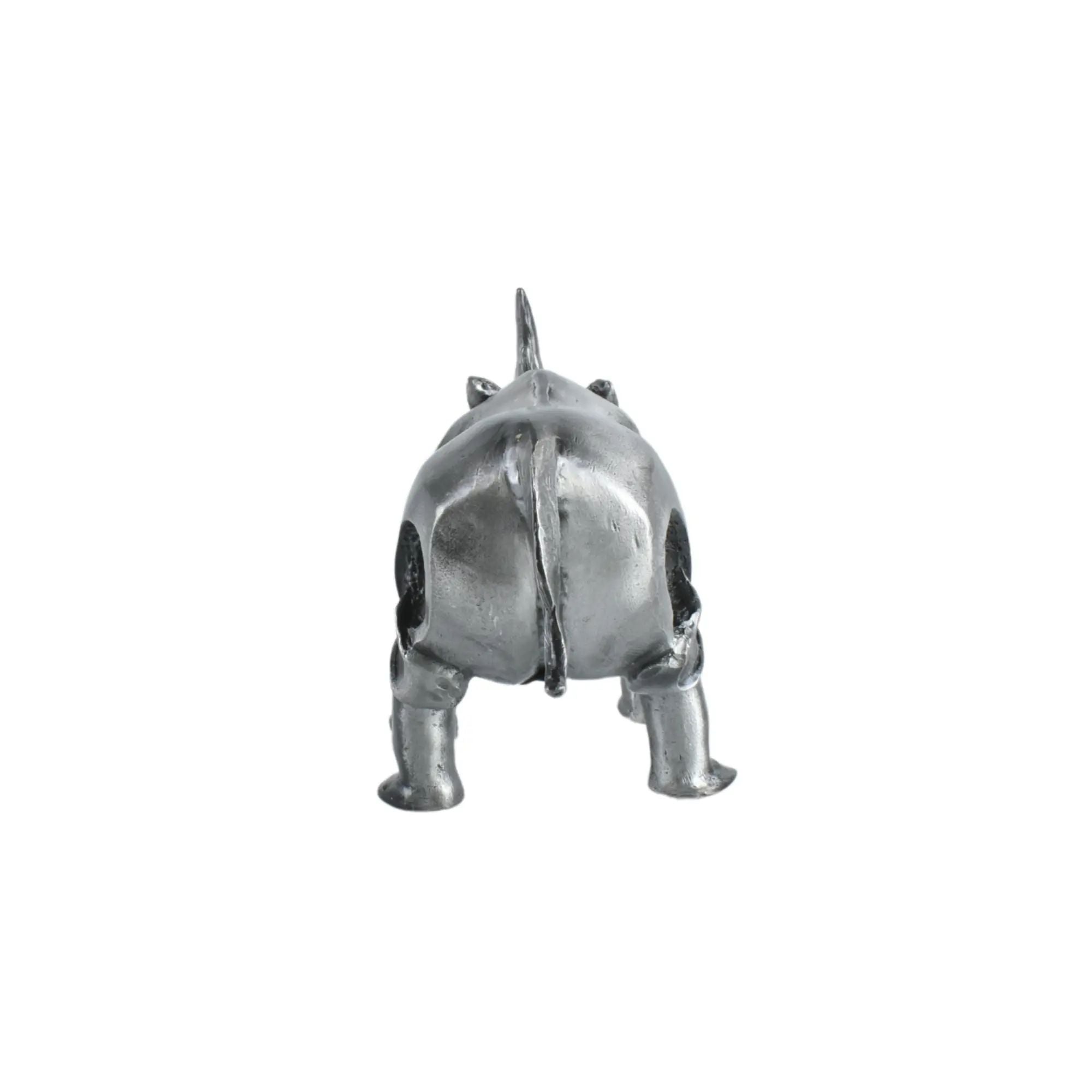 Tierfigur - Nashorn - Edle Deko-Skulptur Design Deko-objekt Brass Guardian Silber