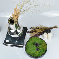 Moosdekoration - in Marmorschale - Runde Moos-Dekoschale mit Holzelement Terra Lux