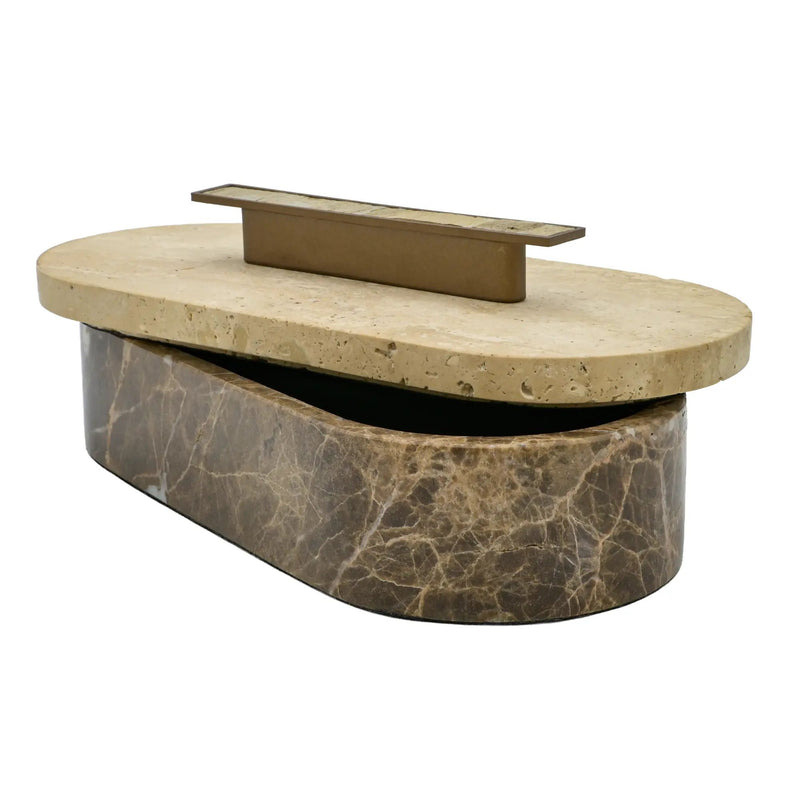 Marmordose - oval mit Deckel - Marmor-Schmuckkästchen schöne Box Roma Duo