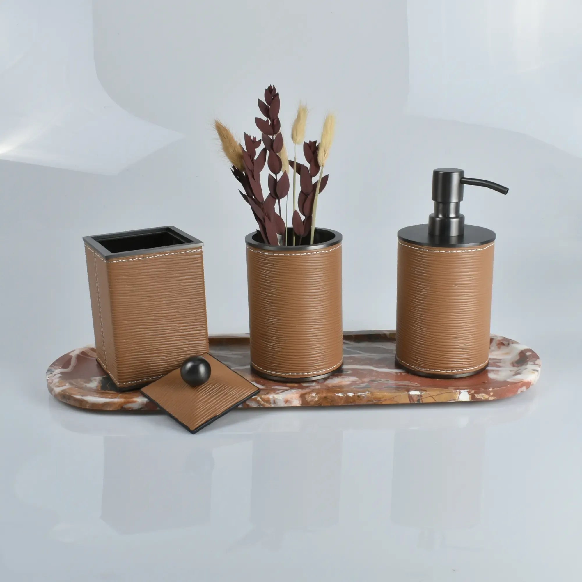 Tablett - aus Marmor - Serviertablett Dekotablett Nero Rot