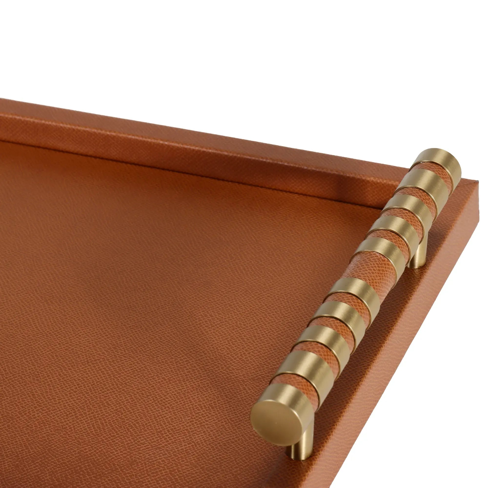 Serviertablett - Kunstleder Tablett mit Halterung Servierhelfer Cognac Leder Aurea Nan