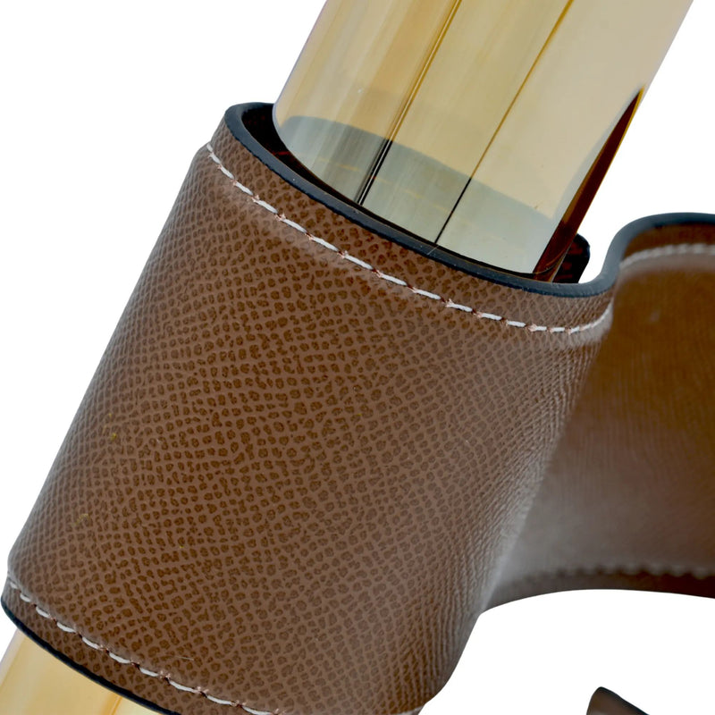 Vase - Reagenzglas Optik mit Leder - Blumengefäß Minimalistische Röhrenform Aurea Cintura