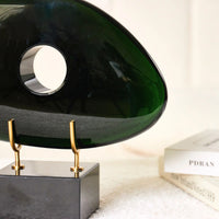 Dekoobjekt - Glaskunst auf Marmor - Glasfigur Abstrakt Designobjekt organisch Verde Vision