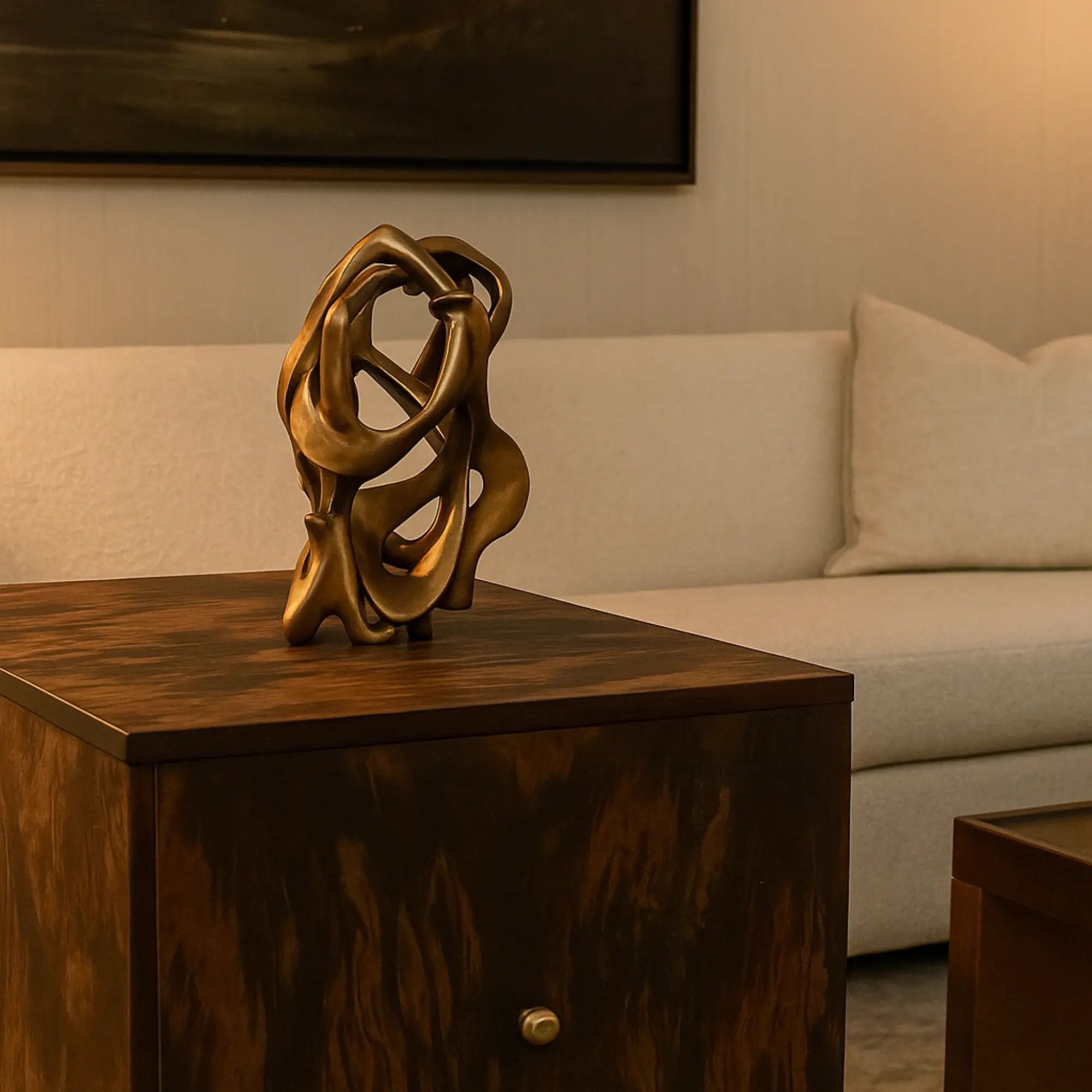Dekoobjekt - Strukturiert - Designer Skulptur Freundschaft Bronze