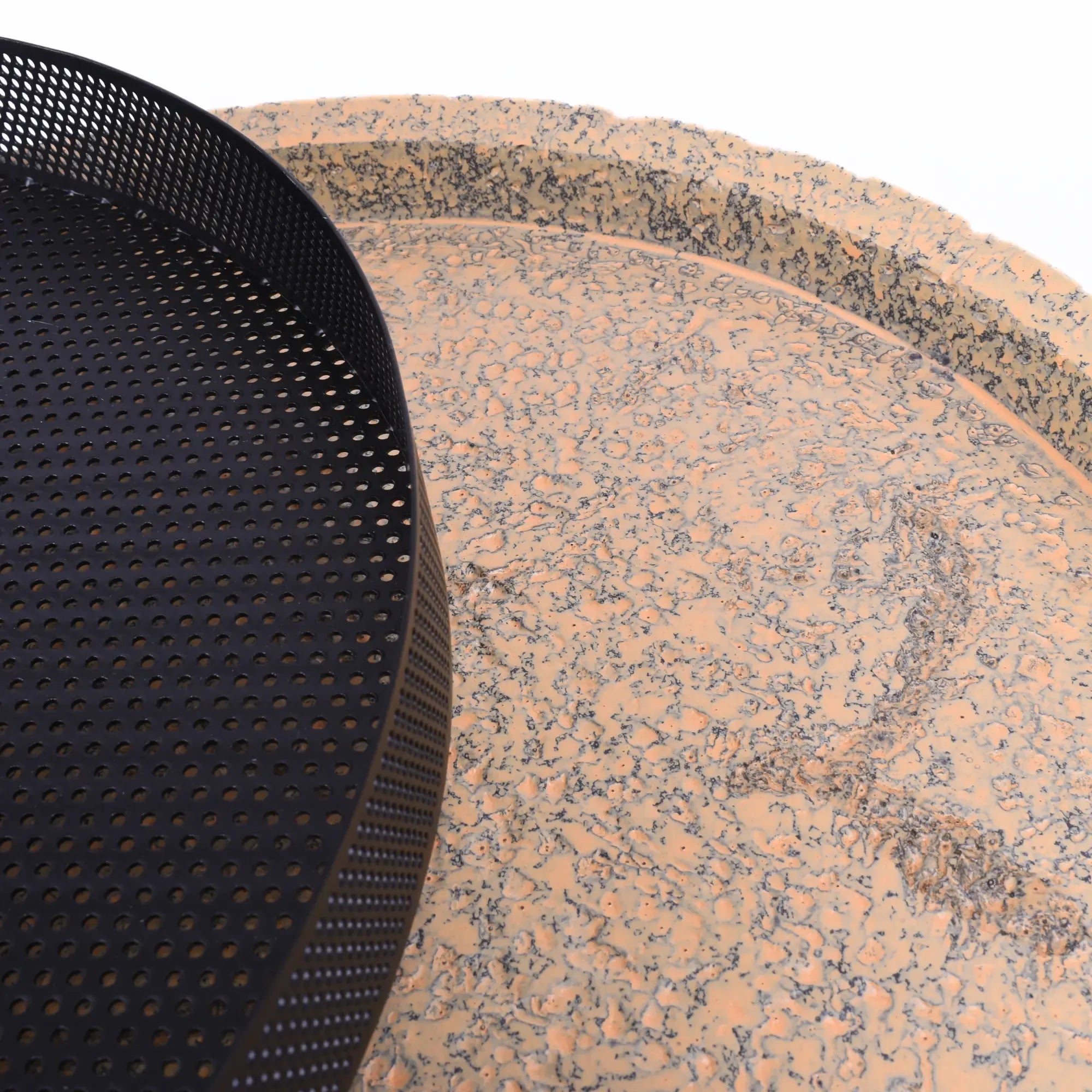 Serviertablett - rund 35cm - Kleines Dekotablett Marmoroptik Tablett Terra Mesh