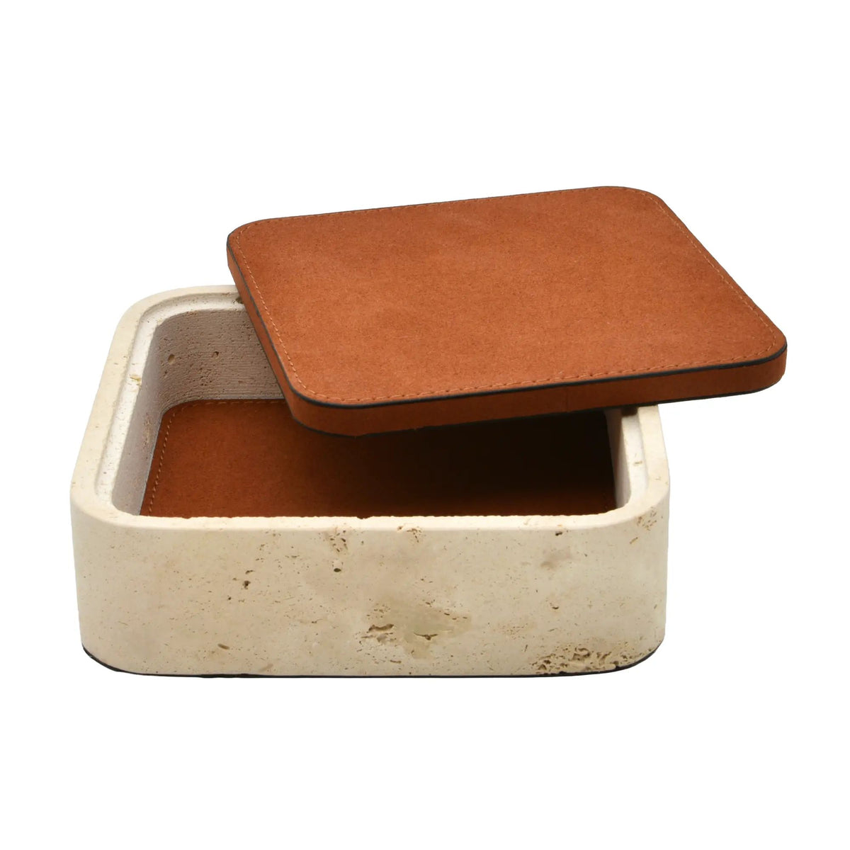 Aufbewahrungsbox - mit Lederdeckel - Quadratische Ablagedose Schmuckkästchen Linea Luxe Square