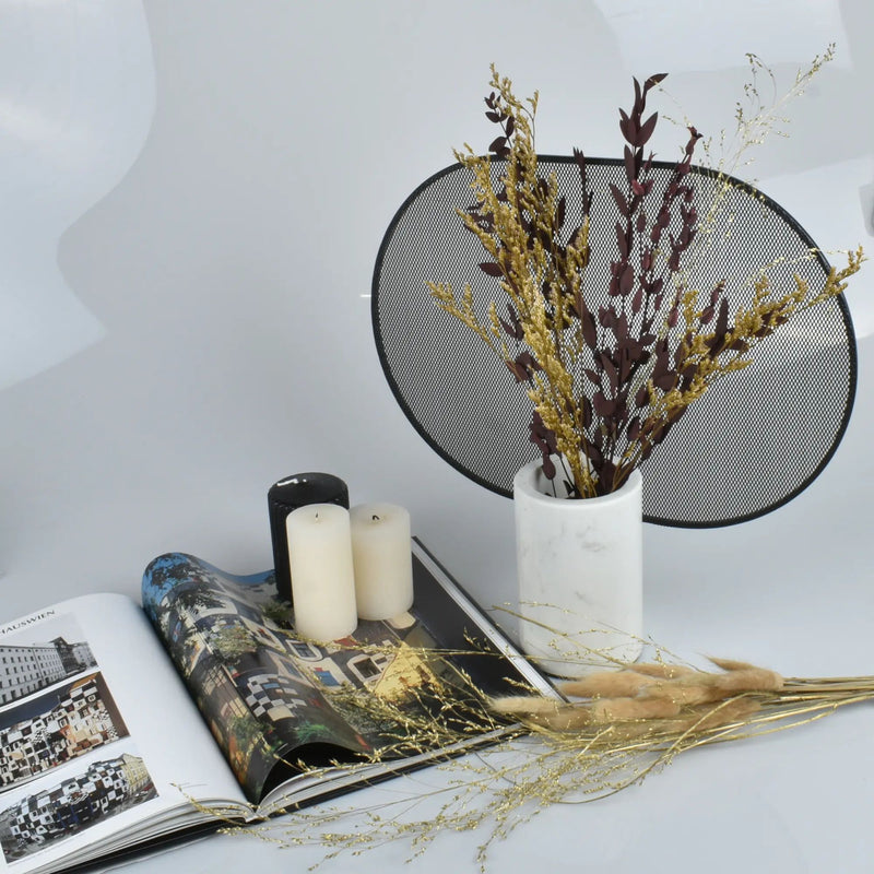 Marmorvase - rund mit Alu - Exclusive Designervase Deko Tischvase Marble Eclipse