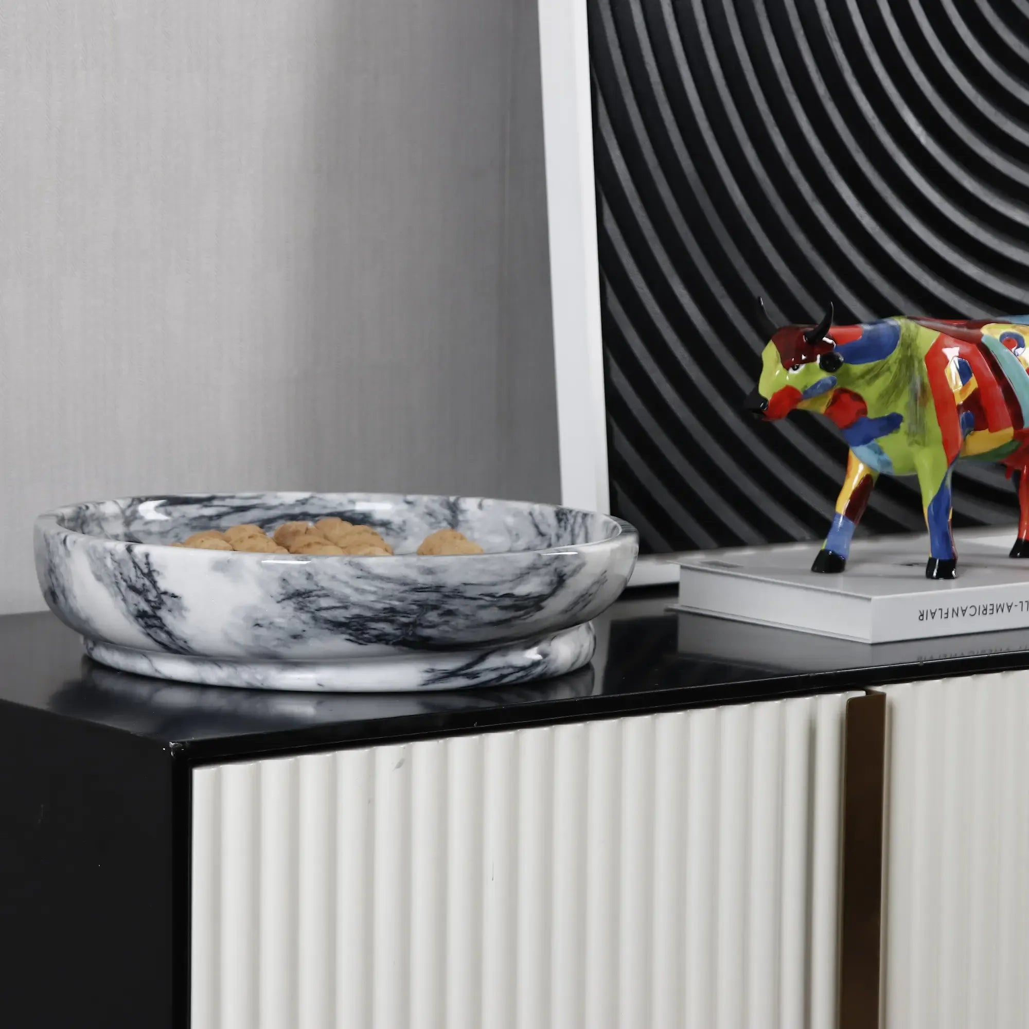 Marmorschale - rund 36 cm - Schwerte Steinschale Deko-Schüssel Schale Bol Eclipse