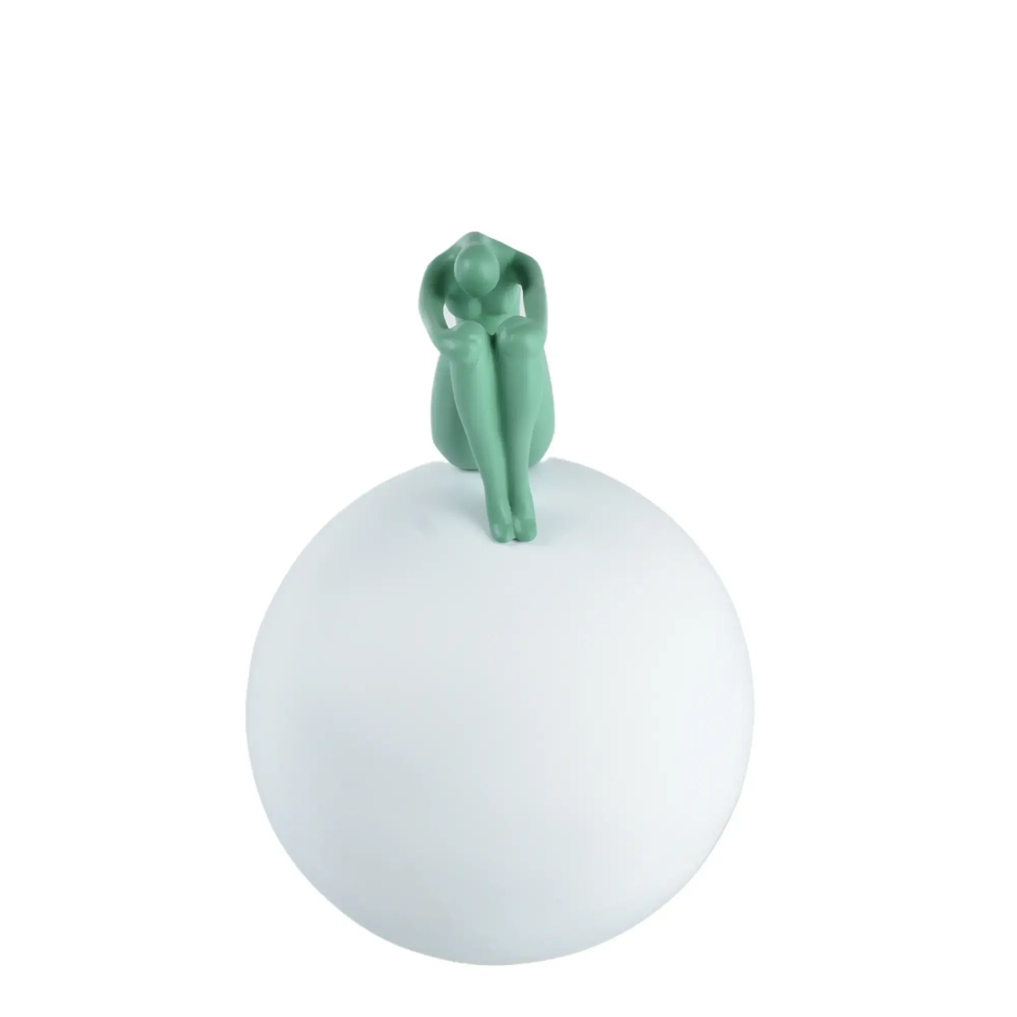 Dekofigur - Mensch auf einer Kugel - Modernes Deko-Objekt Figurenskulptur Réflexion Moderne Seeblau