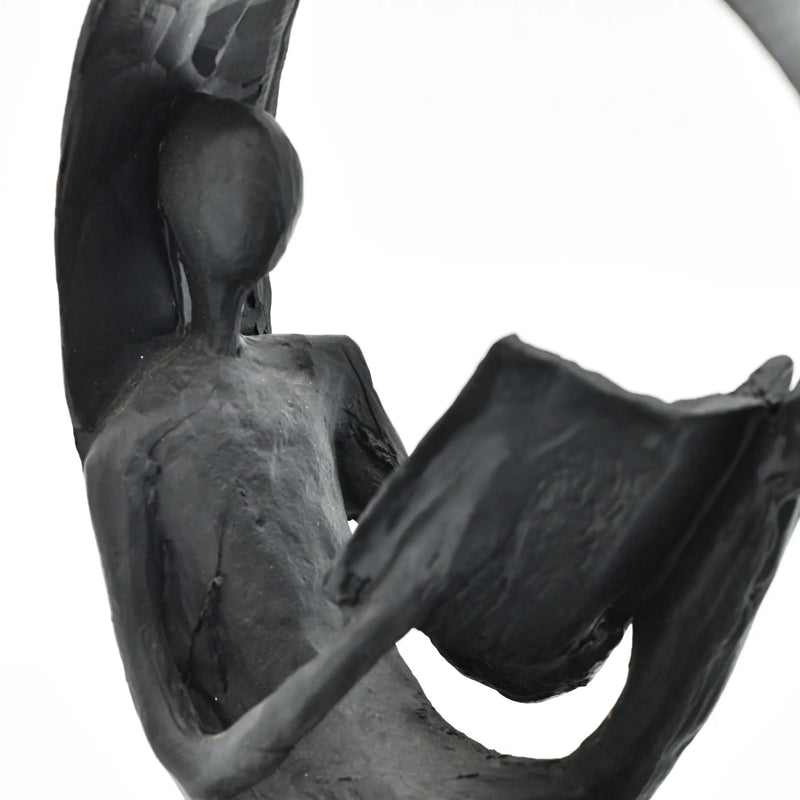 Dekofigur - Skulptur Puristische Kreisfigur Lesender im Ring Orbis Lectio