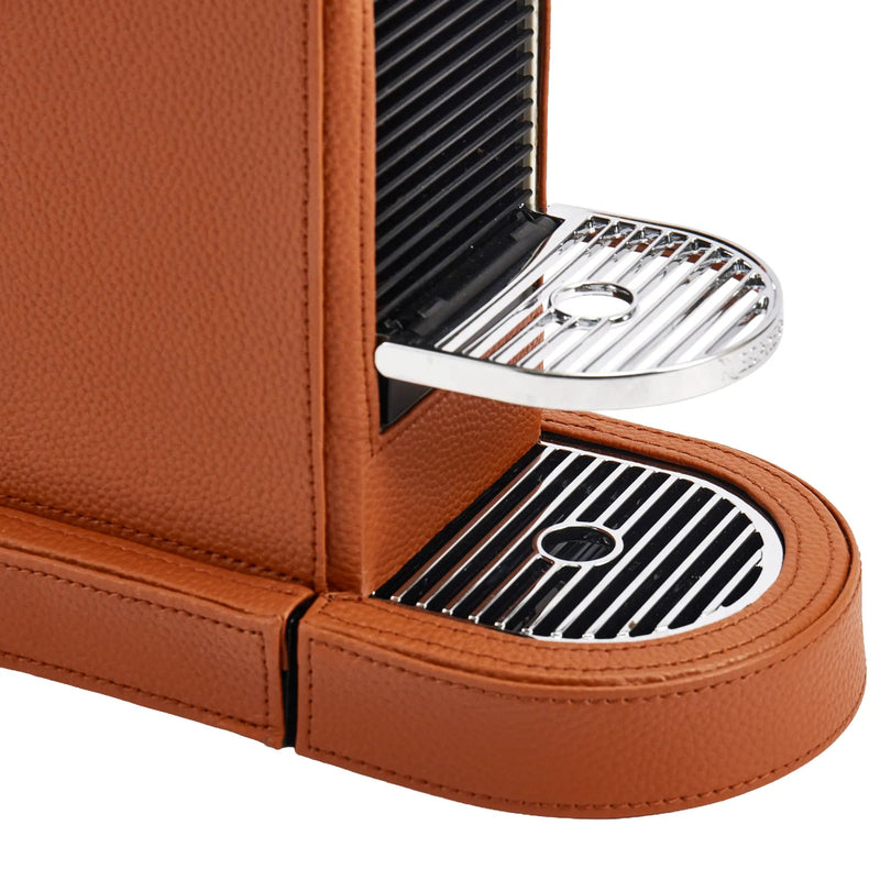 Kaffemaschine-Nespresso-CitiZ - Kapsel-Espressomaschine aus Leder – Cognac-Leder mit Längssteppung – OriginalLine 1,0 L – Classique