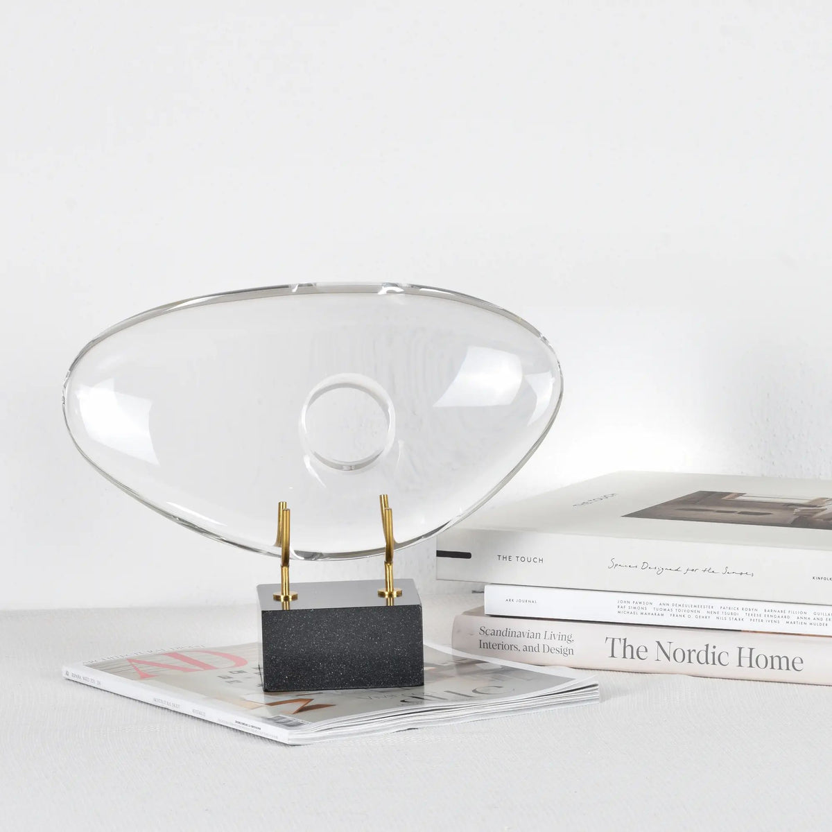 Dekoobjekt - Glaskunst auf Marmor - Glasfigur Abstrakt Designobjekt organisch Nuvole