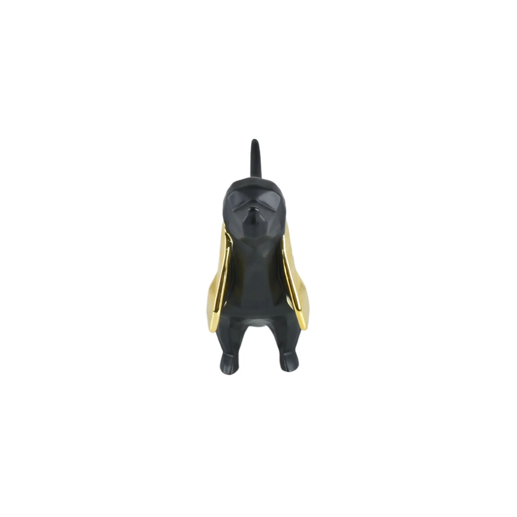 Tierfigur - Dackel - Hundfigur eckig mit Gold oder Roten ohren Teckel Schwarz-Gold