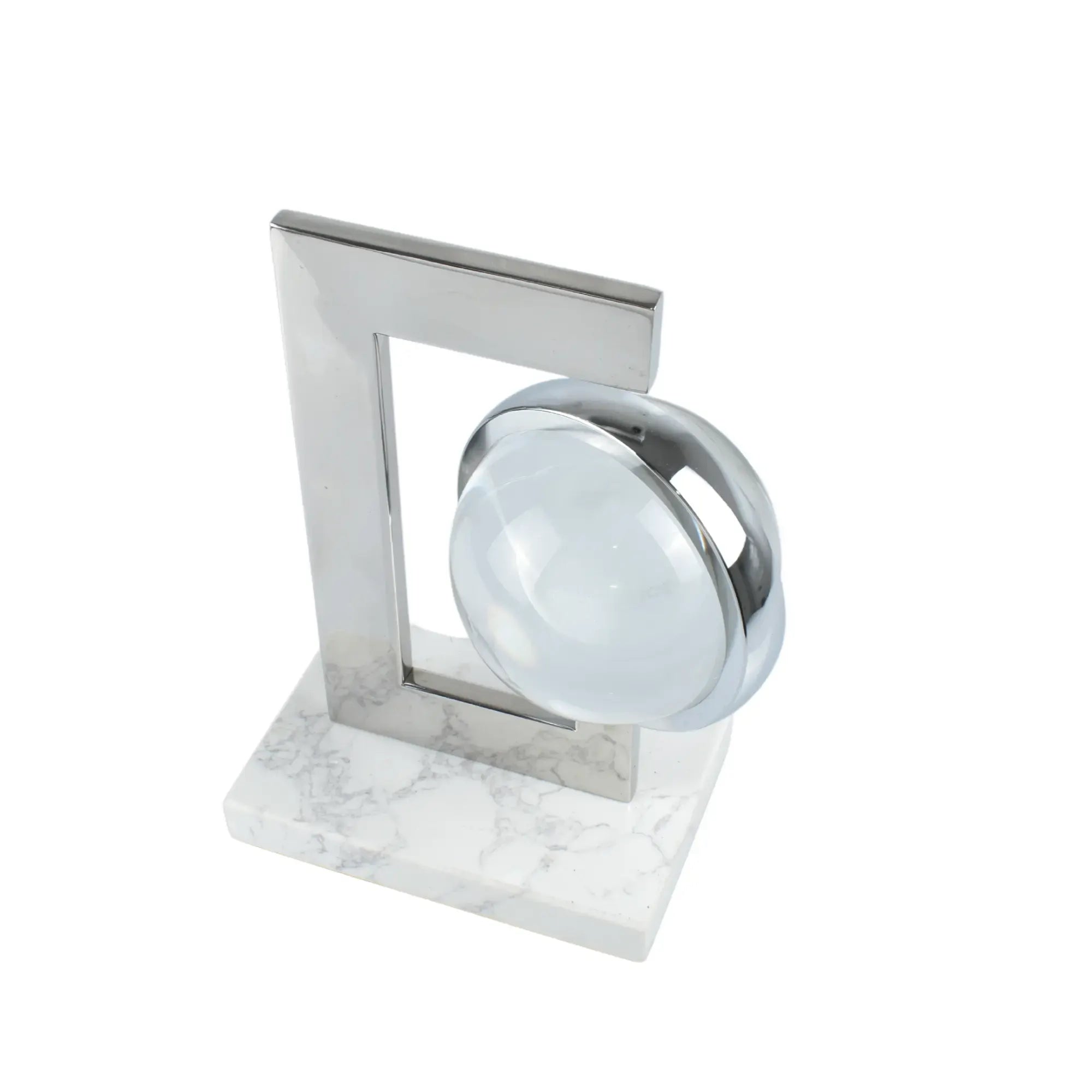 Dekoobjekt - auf Marmorsockel - Metall Deko-Objekt mit Glas-Kristallkugel Alieni Default Title