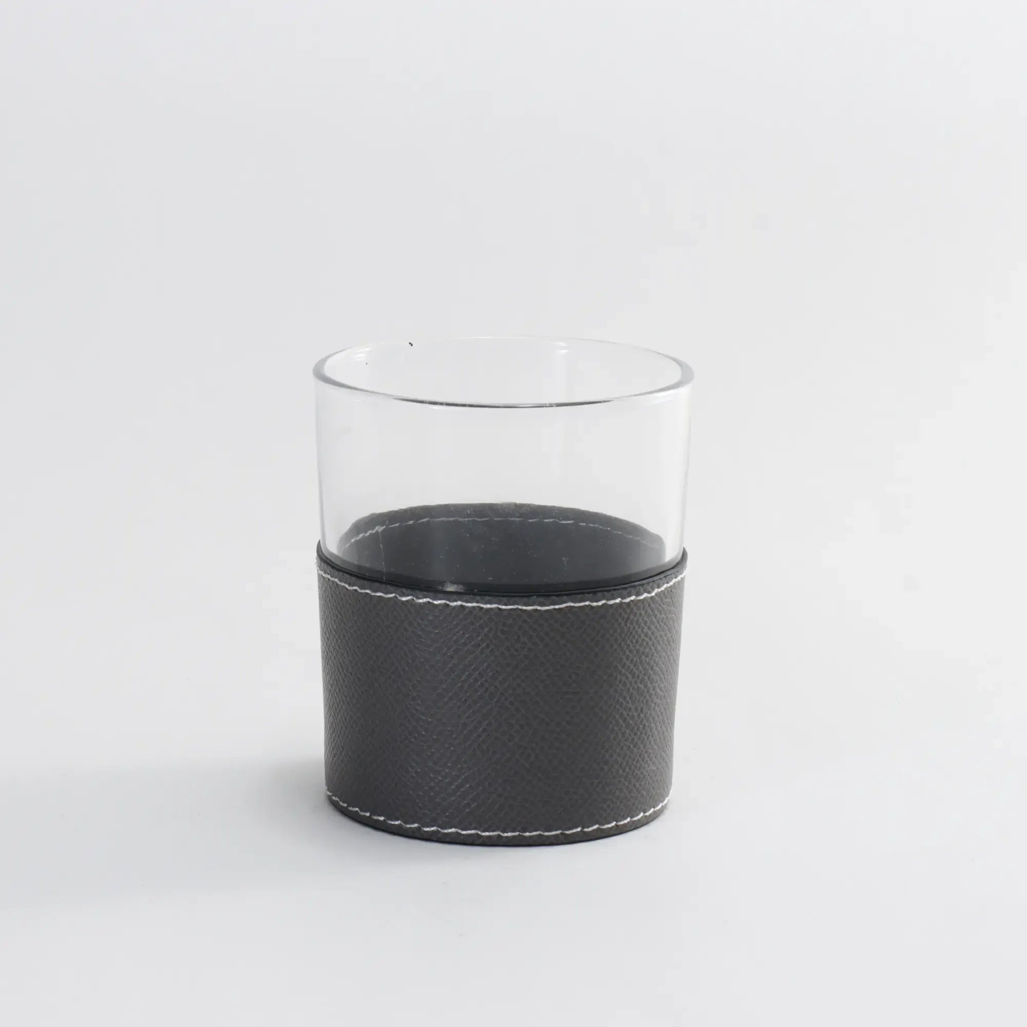 Whisky-Karaffen-Set - aus 3 Teilen mit Leder - Modernes Whiskyglas-Set Kunstlederumrandung Luxe Grau