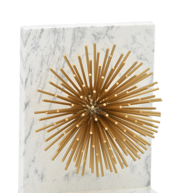 Buchstütze - mit goldenen Stacheln - Marmor Buchständer moderne Deko-Halterung mit Strahlen Sostegno
