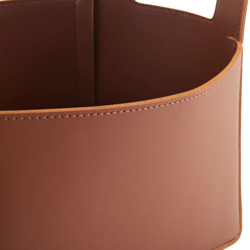Aufbewahrungskorb - Lederkorb Organizer – Glatte Lederoptik – Aufbewahrungkorb mit Cut-out-Griffen Arca