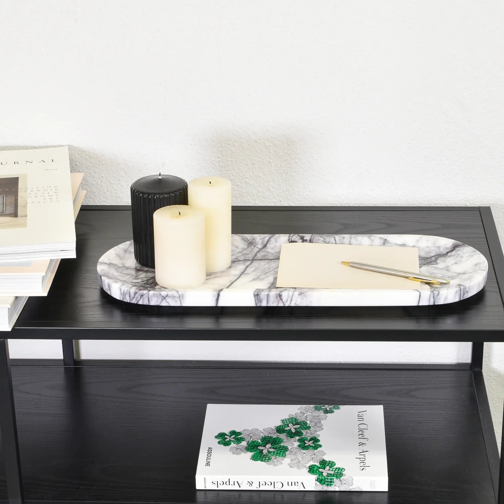 Tablett - aus Marmor - Serviertablett Dekotablett Nero Weiß