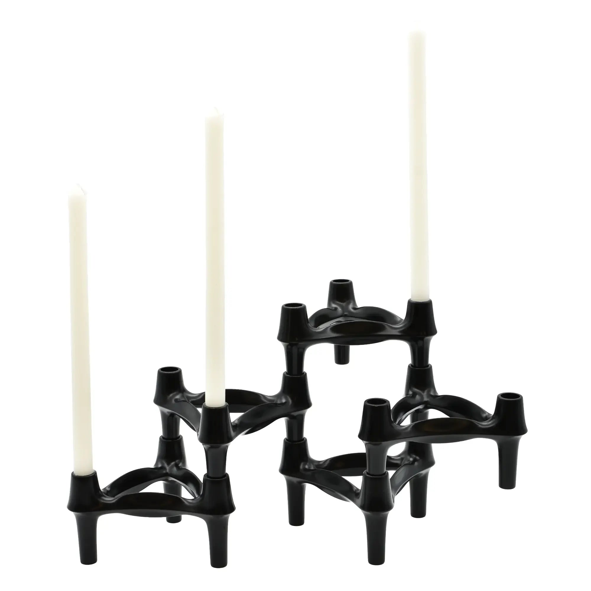 Kerzenständer - Modularer Kerzenhalter aus verchromtem Metallguss – Skulpturales Dreifach-Design Trinitas Schwarz