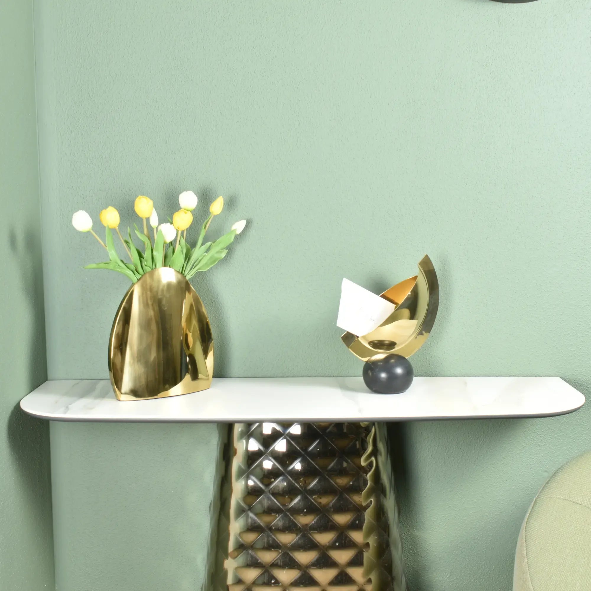 Dekoschale - Tafelaufsatz - Dekoschale auf Marmor Tischvase auf Marmor Mezzaluna Default Title