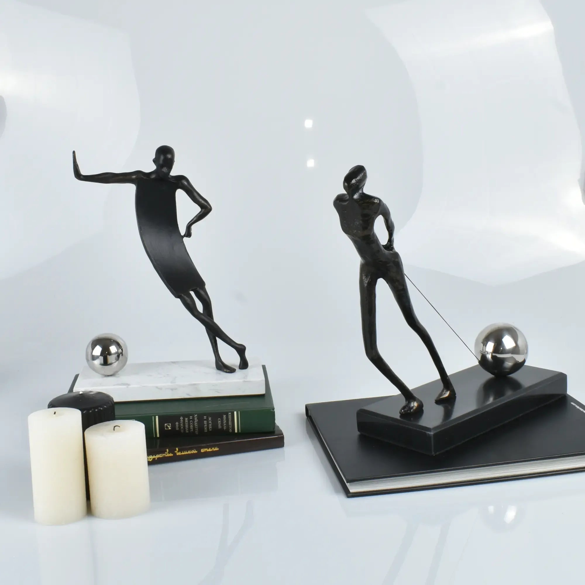 Dekofigur - auf Marmorsockel - Sportlerfigur Athletenstatue Portero