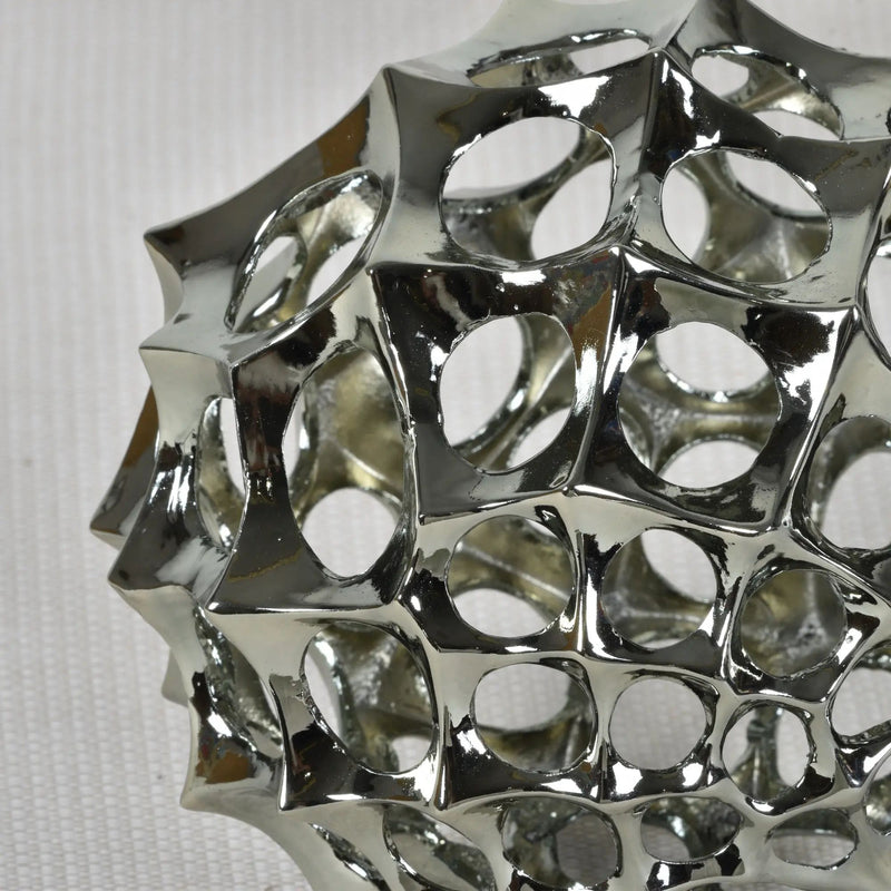 Dekokugel - glänzende Spitzform - Abstrake Tischdeko Designerkugel Sphère Argentée