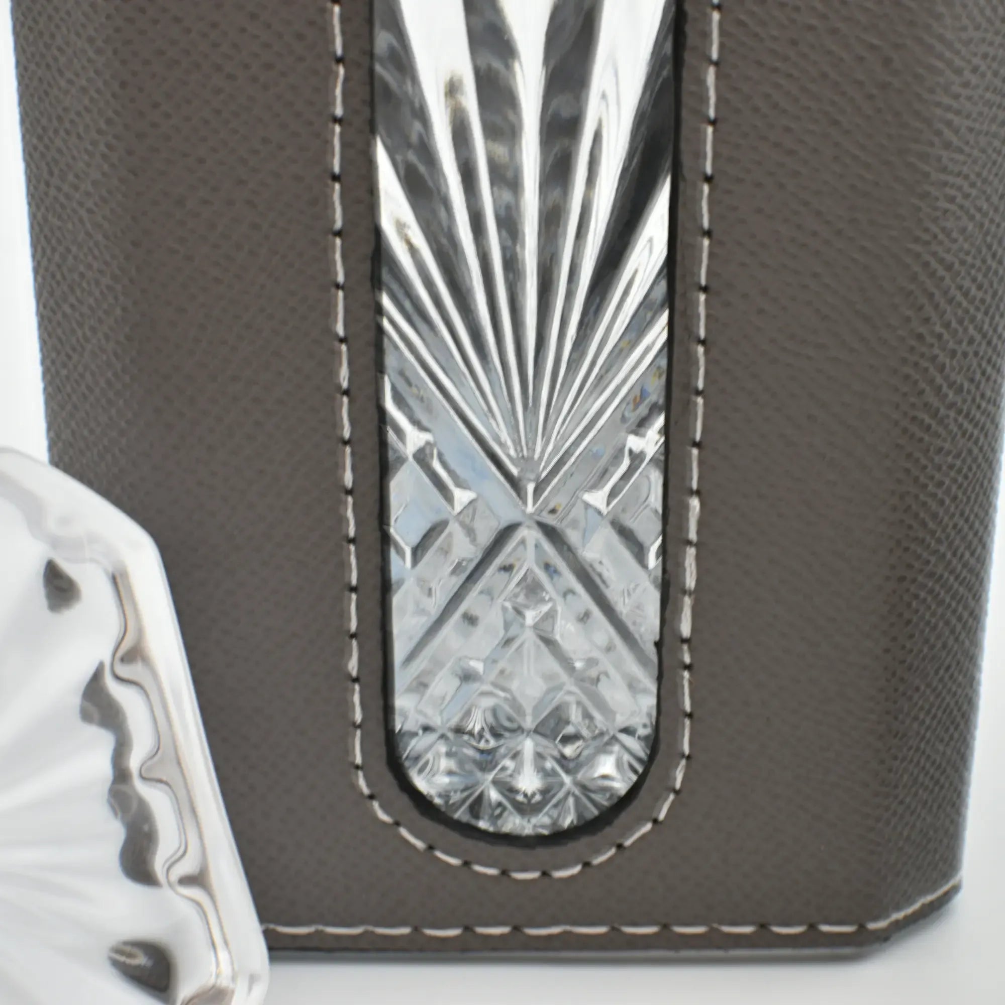 Whisky-Karaffen-Set - aus 3 Teilen mit Leder - Modernes Whiskyglas-Set Kunstlederumrandung Luxe Grau