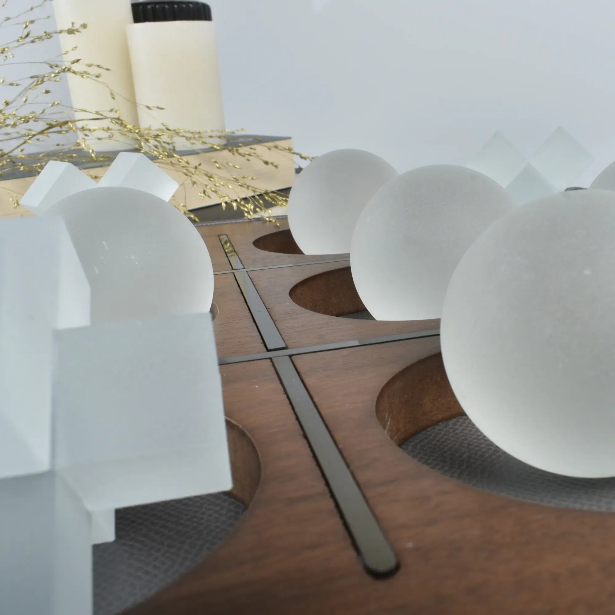 Tischspiel - Tic-Tac-Toe-Spiel - Glasfiguren Drei-Gewinnt-Set Brettspiel Aurora Luxe