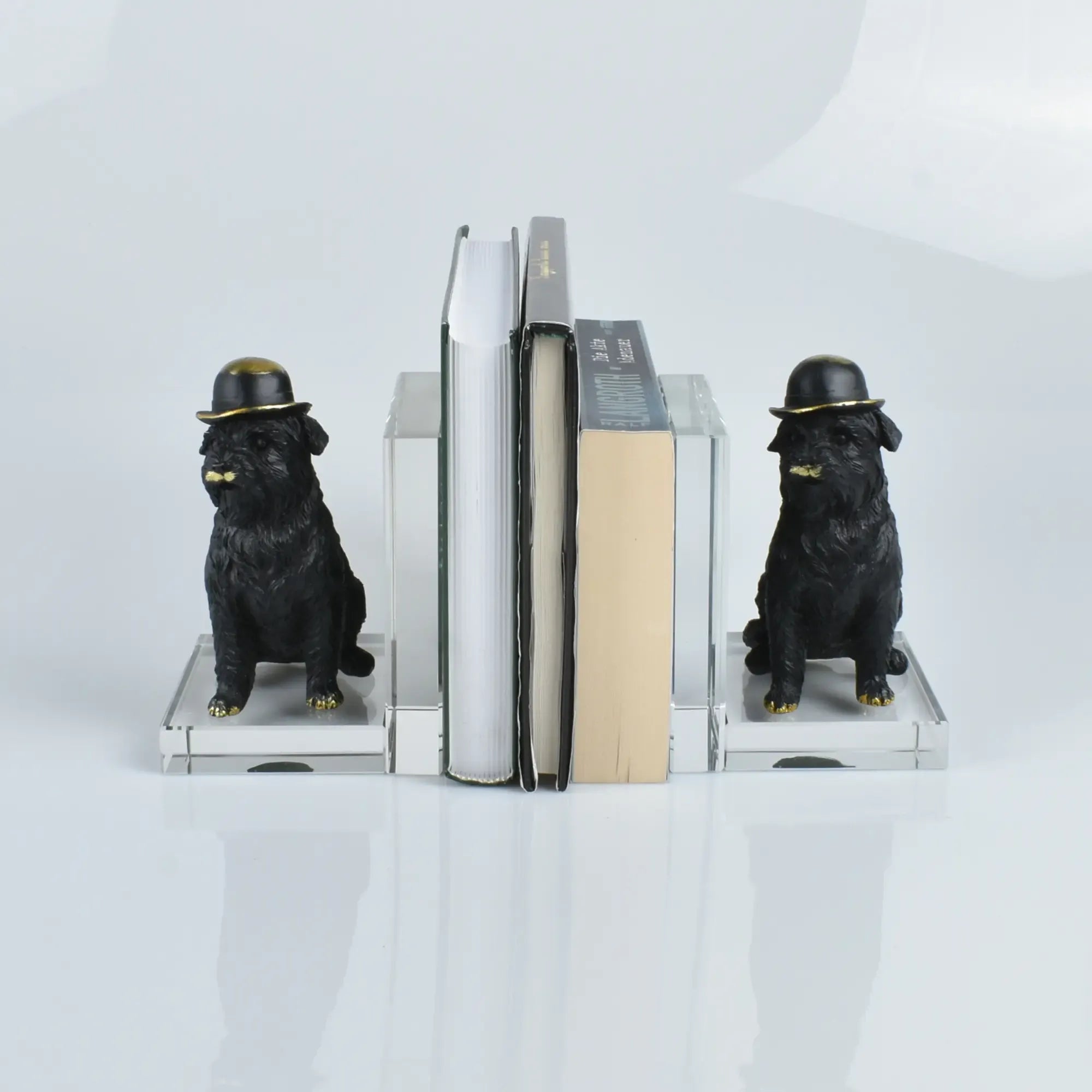 Buchstütze - SET mit zwei Hunden - Buchhalter Deko-Objekt Dogy