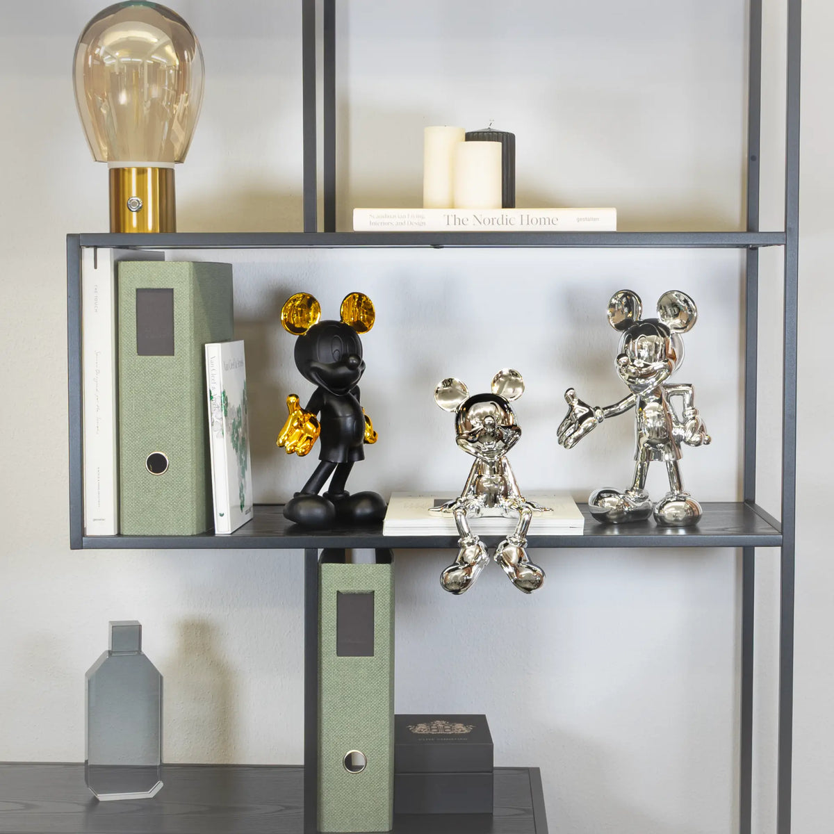 Deko Mickey Mouse (Micky Maus) Zeichentrickfigur - Große silbener glänzender Figur - Sammlerstück - Designer Tischdeko - Dekoobjekt