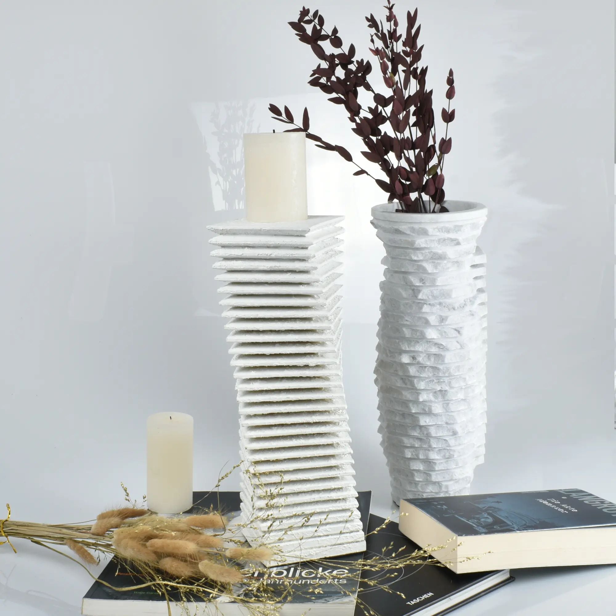 Reliefvase - Asymmetrische Naturstein Vase - Marmor Deko Vase Strata Default Title