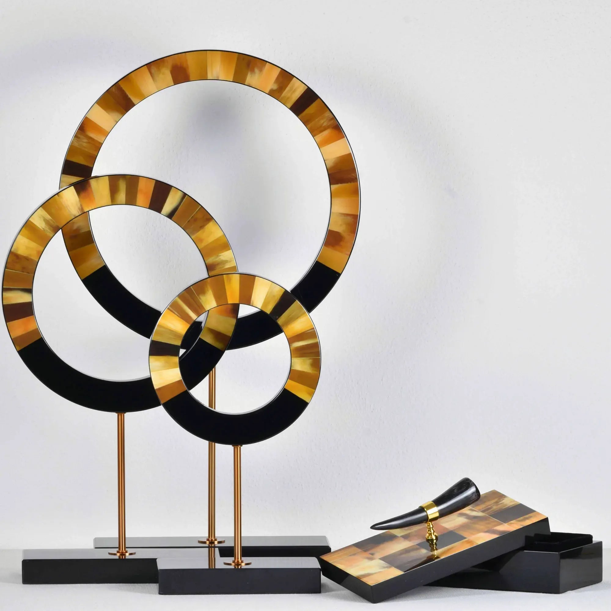 Holzkästchen - rechteckig mit Deckel - Design Aufbewahrungsbox Horn-Deko Schmuckkasten Evidenza