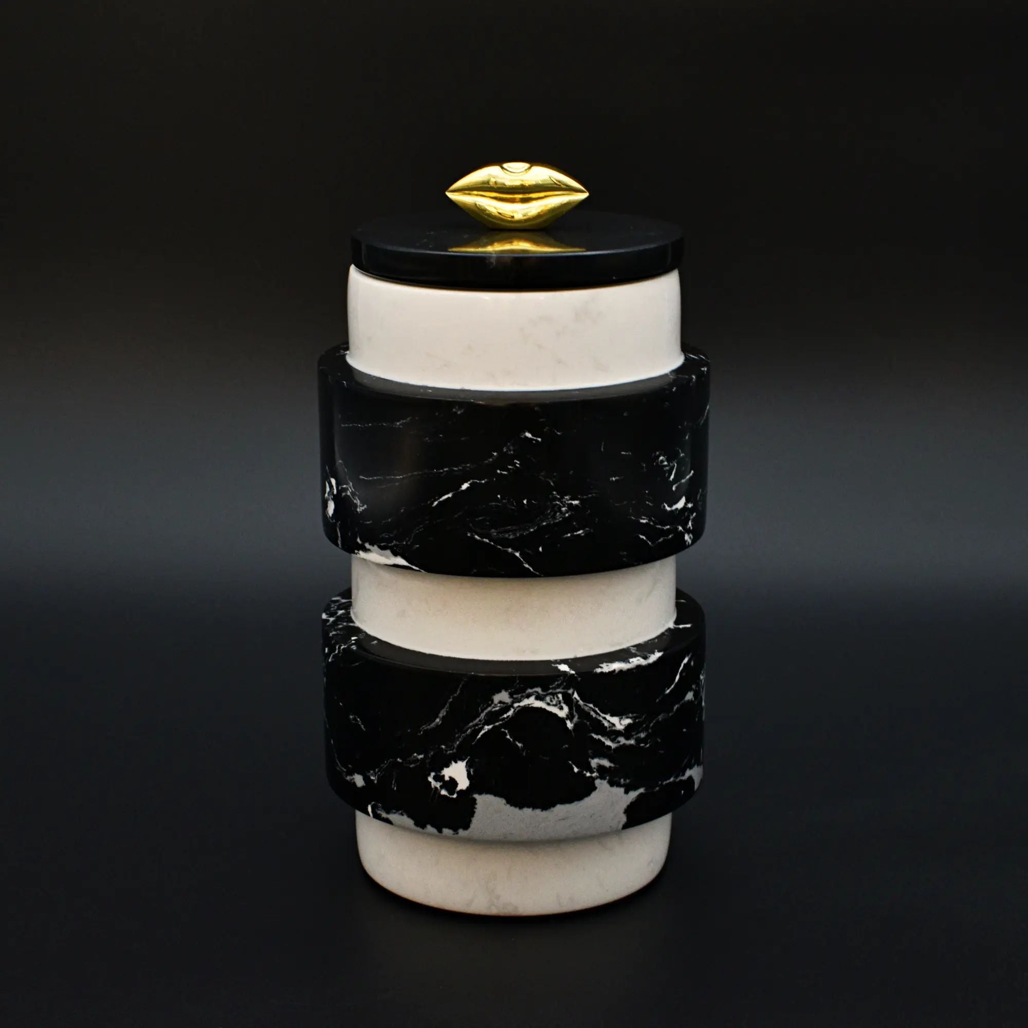 Schmuckkästchen - mit Deckel rund - Design Marmordose Dekorative Schmuckaufbewahrung Piernas Noir Default Title