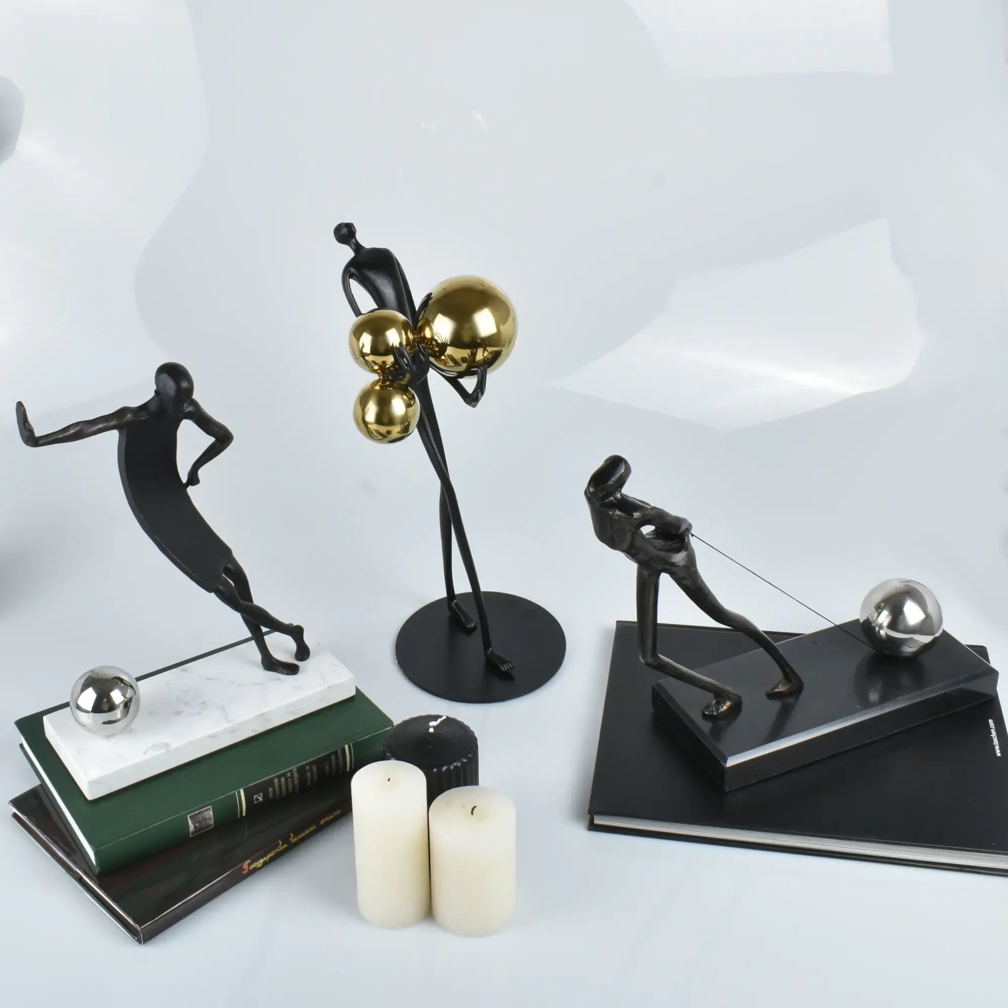 Dekofigur - auf Marmorsockel - Sportlerfigur Athletenstatue Portero