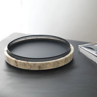 Serviertablett - rund 35cm - Kleines Dekotablett Marmoroptik Tablett Terra Mesh