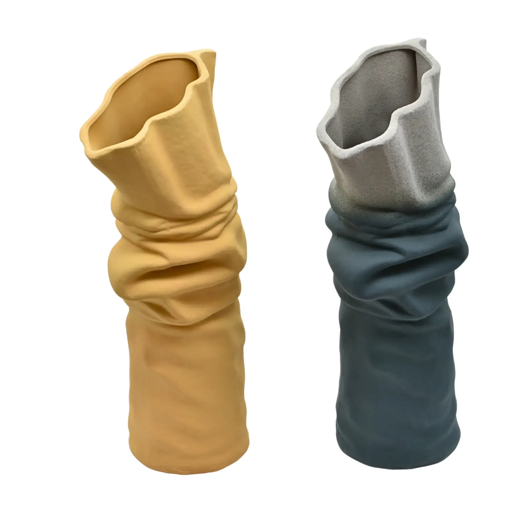 Keramikvase - handgemachte Designvase - Skulpturale Standvase Ondula Terrae Grün-Blau