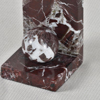 Buchstütze - aus kirschroten Marmor - Buchhalter mit Marmorkugel Naturstein Stütze Rosso