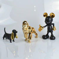 Tierfigur - Dackel - Hundfigur eckig mit Gold oder Roten ohren Teckel