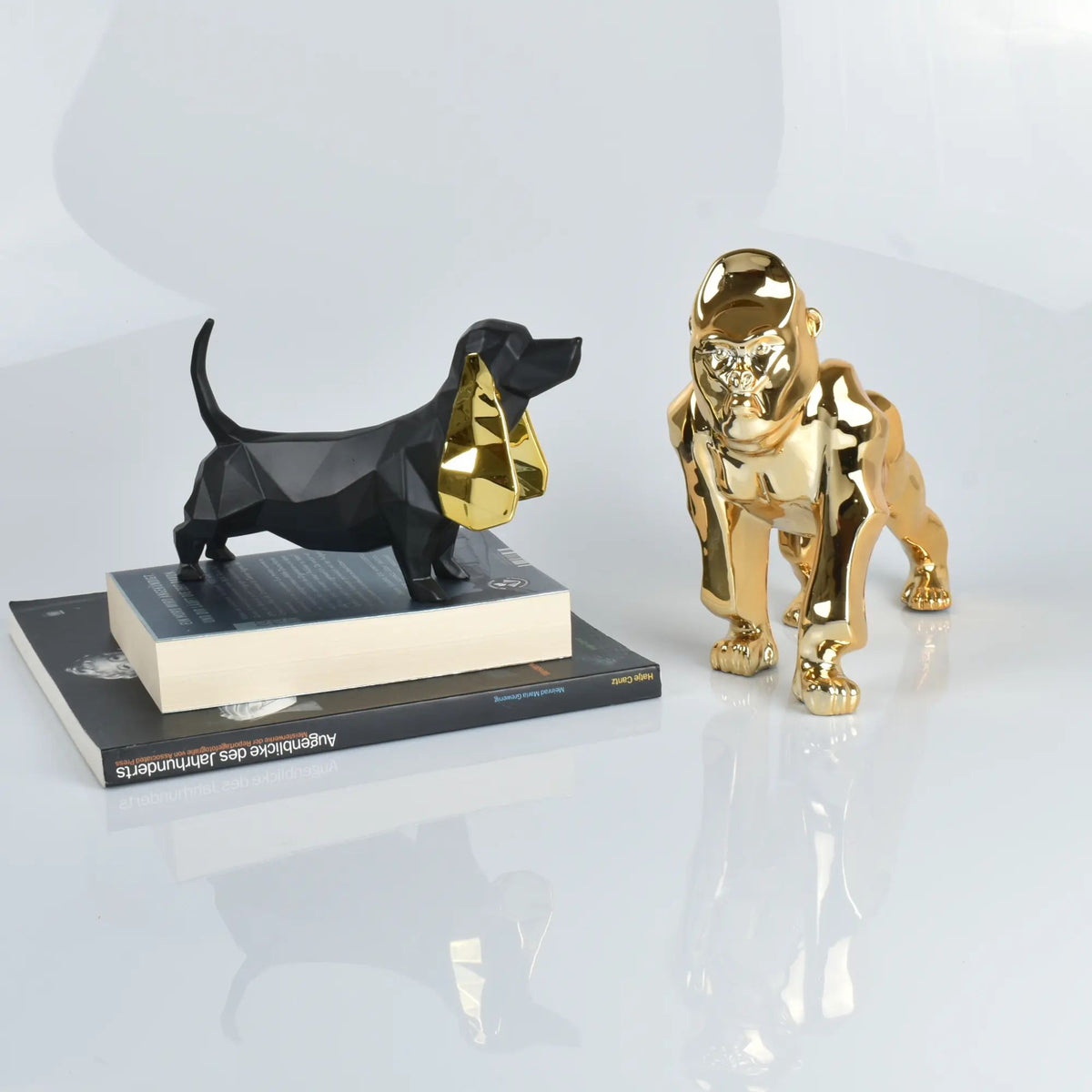 Tierfigur - Dackel - Hundfigur eckig mit Gold oder Roten ohren Teckel